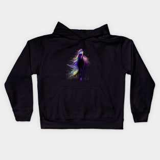 Magical Horse Wandering Through Star-Lit Fields of Space Dust Kids Hoodie